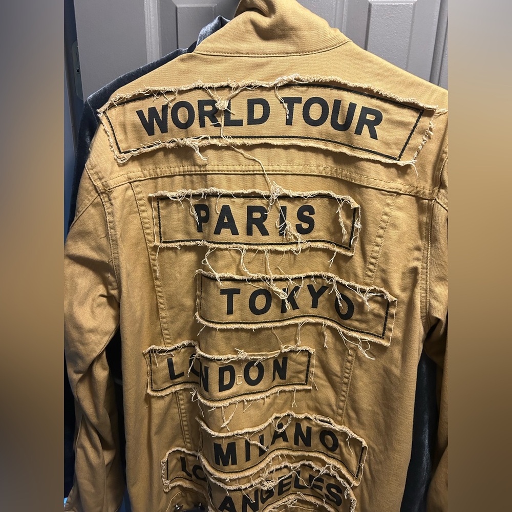 Men's Distressed Tan World Tour Jacket